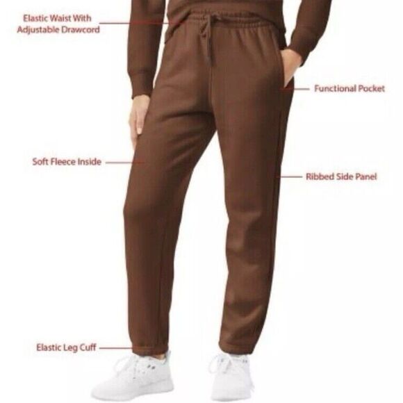Members mark ladies fleece jogger brown elastic waist size L - Picture 2 of 7